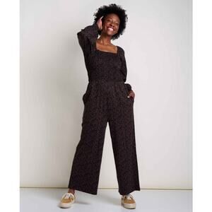 TOAD & CO Women's Gemina Long Sleeve Jumpsuit Large Black Dot Print NWT